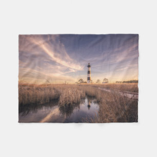 The Bodie Island Lighthouse At Sunset Fleece Blanket