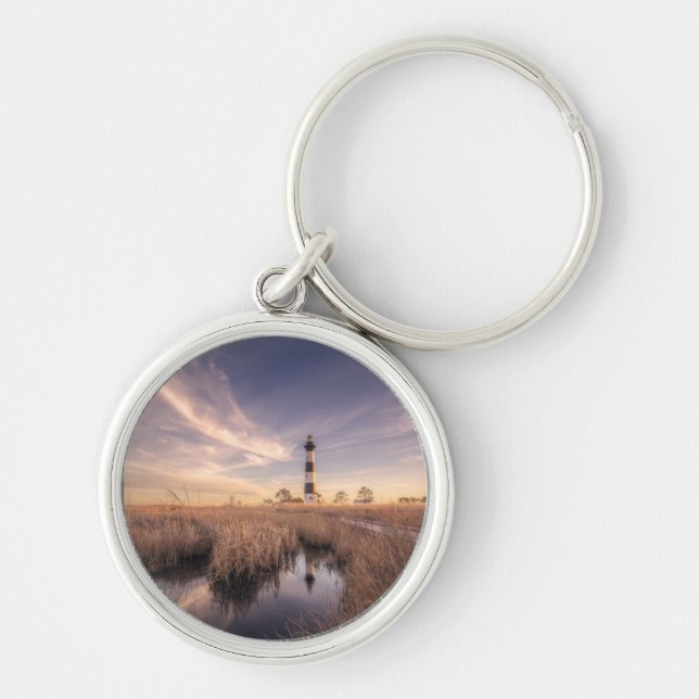 The Bodie Island Lighthouse  At Sunset Key Ring (Front)