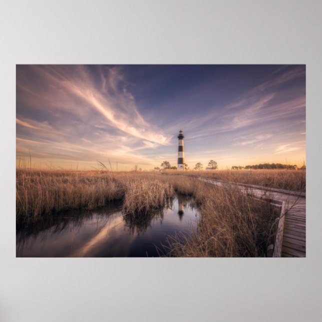 The Bodie Island Lighthouse  At Sunset Poster (Front)