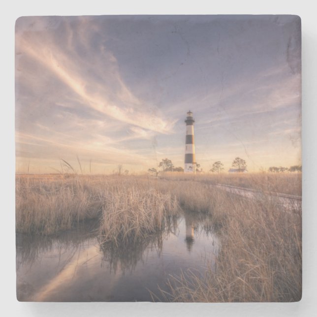 The Bodie Island Lighthouse  At Sunset Stone Coaster (Front)