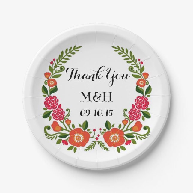 The Bohemian Summer Wedding Collection Paper Plate (Front)