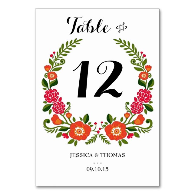 The Bohemian Summer Wedding Collection Table Number (Front)