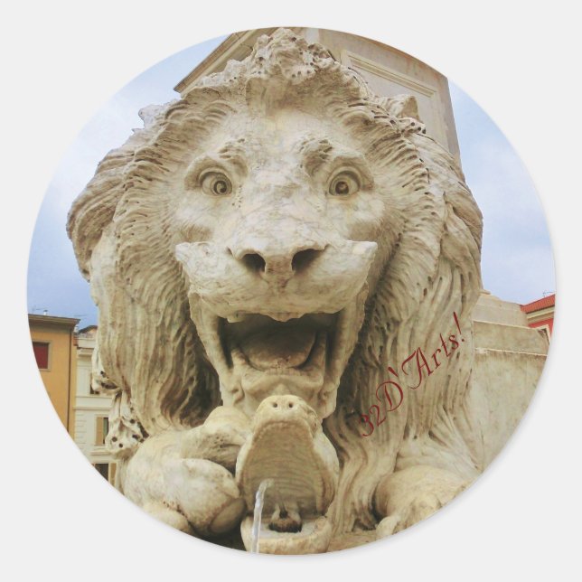 The Bold Lion of Massa, Round Sticker, Glossy Classic Round Sticker (Front)