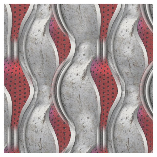 The Bold Metallic 3D Red Grey Texture look Fabric (Close Up)