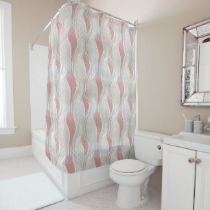 The Bold Metallic 3D Red Grey Texture Look Shower  Curtain