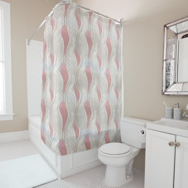 The Bold Metallic 3D Red Grey Texture Look Shower  Shower Curtain (In Situ)