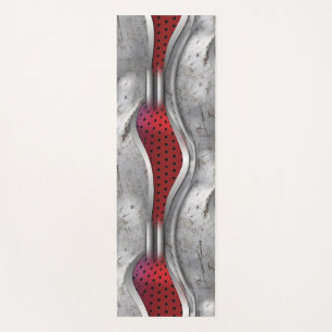 The Bold Metallic 3D Red Grey Texture look  Yoga Mat