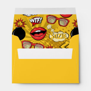 The Bomb Retro Lips Red/Gold ID553 Envelope