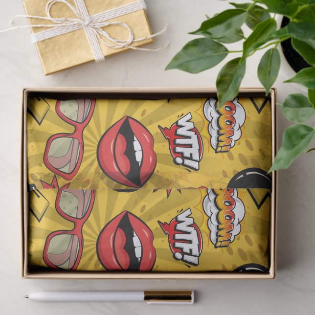 The Bomb Retro Lips Red/Gold ID553 Tissue Paper (Gift)