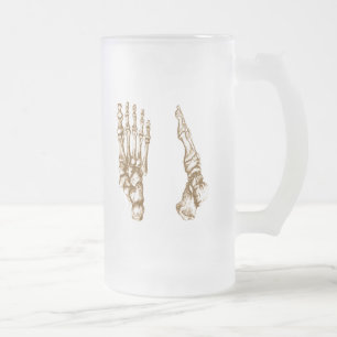 The bones of the human foot frosted glass beer mug