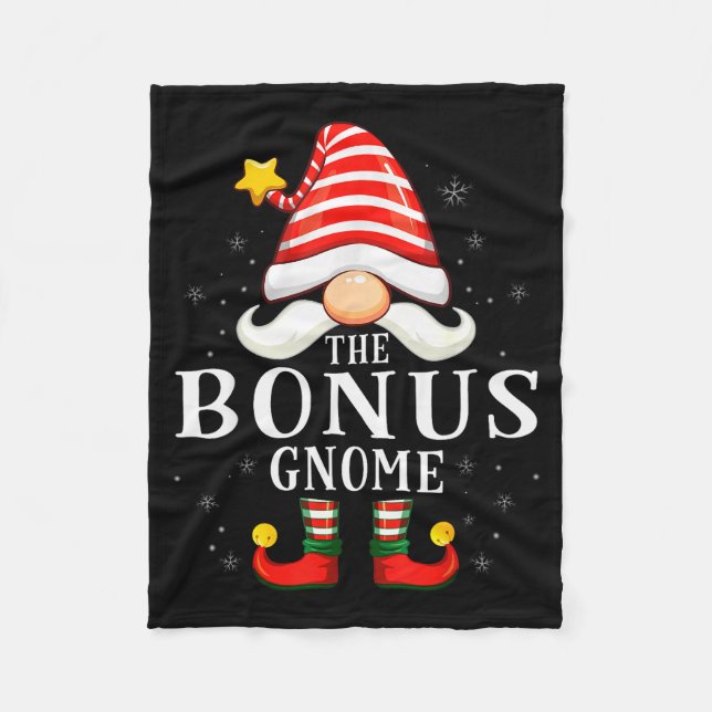 The Bonus Gnome Christmas Group Family Pajama  Fleece Blanket (Front)