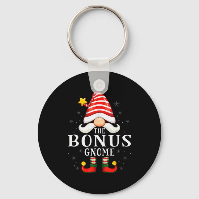 The Bonus Gnome Christmas Group Family Pajama  Key Ring (Front)