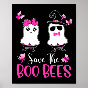 The Boo Bees Fun Breast Cancer Awareness Halloween Poster