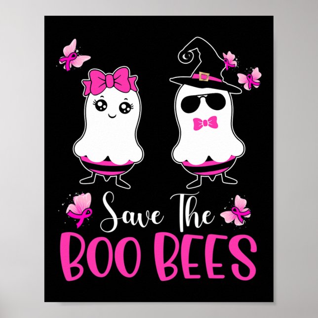 The Boo Bees Fun Breast Cancer Awareness Halloween Poster (Front)