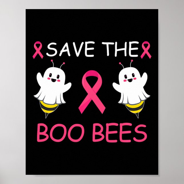 The Boo Bees Halloween Fun Breast Cancer Awareness Poster (Front)