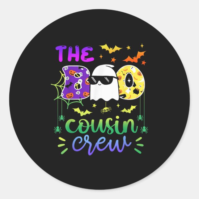The Boo Cousin Crew Halloween Ghost Trick Treat Sq Classic Round Sticker (Front)