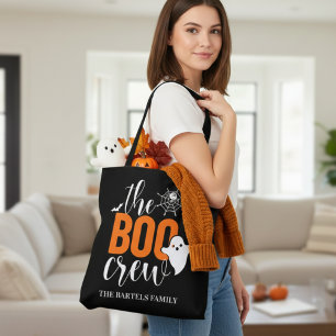 The Boo Crew Black & Orange Custom Halloween Tote Bag