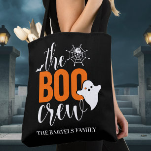 The Boo Crew Black & Orange Custom Halloween Tote Bag
