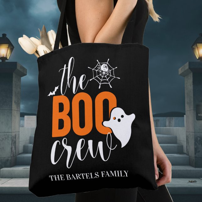 The Boo Crew Black & Orange Custom Halloween Tote Bag (The Boo Crew Black & Orange Custom Halloween Tote Bag - Just add your name or custom text.)