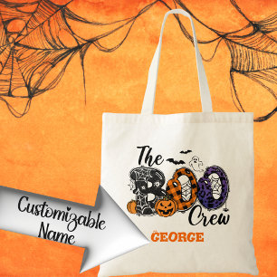 The Boo Crew Custom Name Halloween Trick or Treat Tote Bag