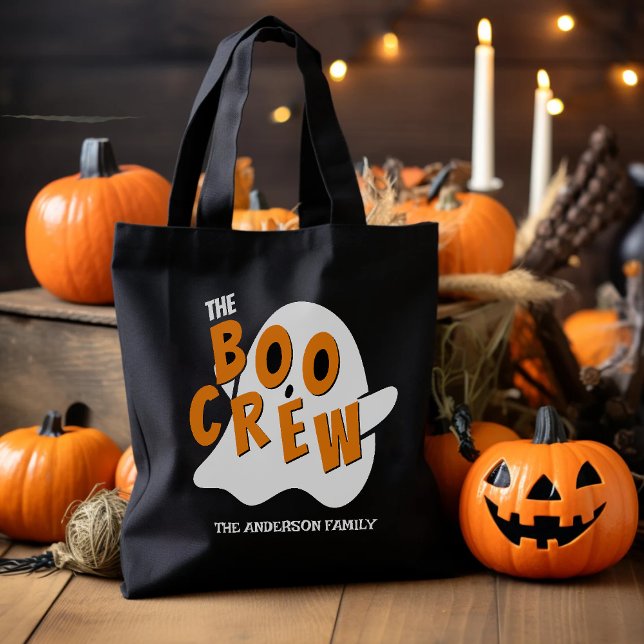 The Boo Crew Ghost Family Halloween Black Tote Bag (Creator Uploaded)