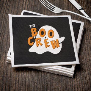 The Boo Crew Ghost Family Halloween Party Black Napkin