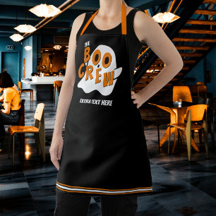 The Boo Crew Ghost Family Staff Halloween Black Apron