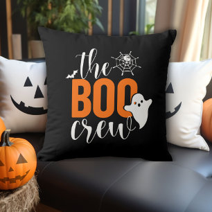 The Boo Crew Orange and Black Halloween Cushion