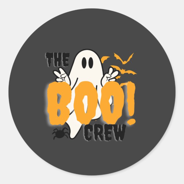 The Boo Crew Orange Halloween Classic Round Sticker (Front)