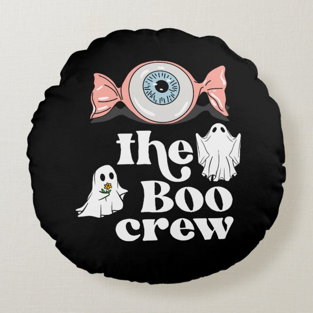 The Boo Crew | Spooktacular Halloween Squad Round Cushion (Front)