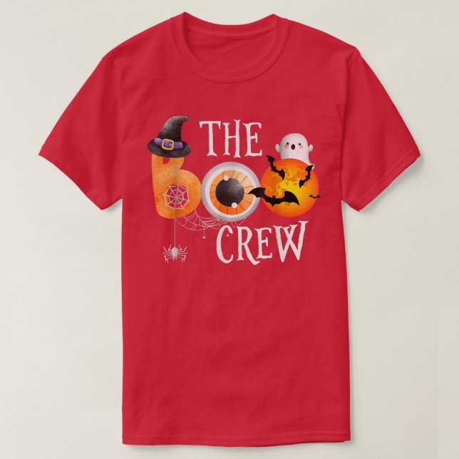 The Boo Crew Spooky Moon Halloween Boo Spider Web  T-Shirt (Design Front)