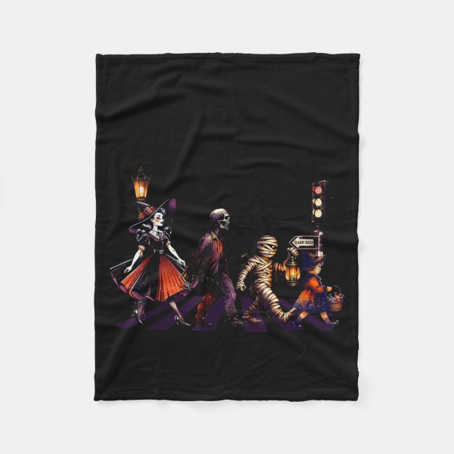 The Boo-tles Halloween Witch Rock Mummy Walking St Fleece Blanket (Front)