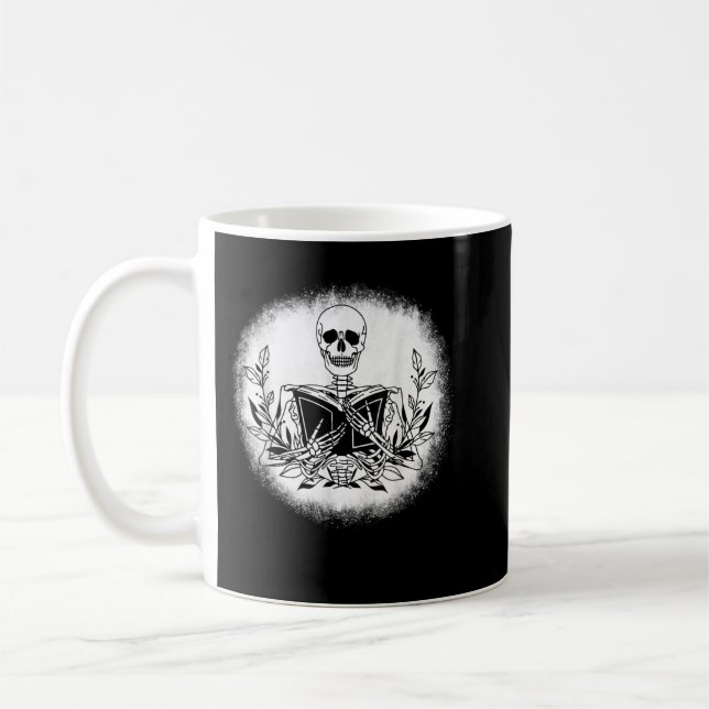 The Book Bookworm Reader Skeleton Reading Book T-S Coffee Mug (Left)