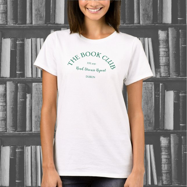 The Book Club Green Crest Read Discuss Repeat T-Shirt (Creator Uploaded)
