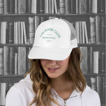 The Book Club Green Crest Read Discuss Repeat Trucker Hat<br><div class="desc">The Book Club Green Crest,  "Read Discuss Repeat" ladies hat. Personalise with the year and location of your book club. Perfect for local book club members or as a gift for a book lover. Designed to match The Book Club Collection.</div>