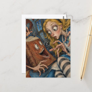The Book is Alive Surreal Art Postcard