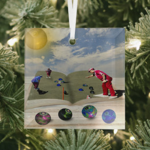 The Book Of Lawn Bowls Popout Art, Christmas Orn Glass Tree Decoration