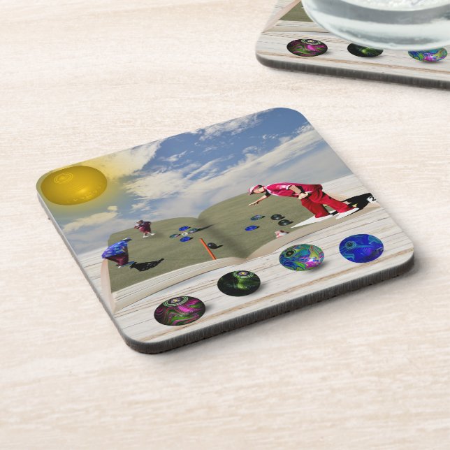 The Book Of Lawn Bowls Popout Art Plastic Coasters (Left Side)