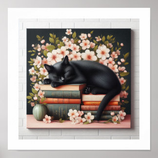 The Bookish Black Cat" Poster