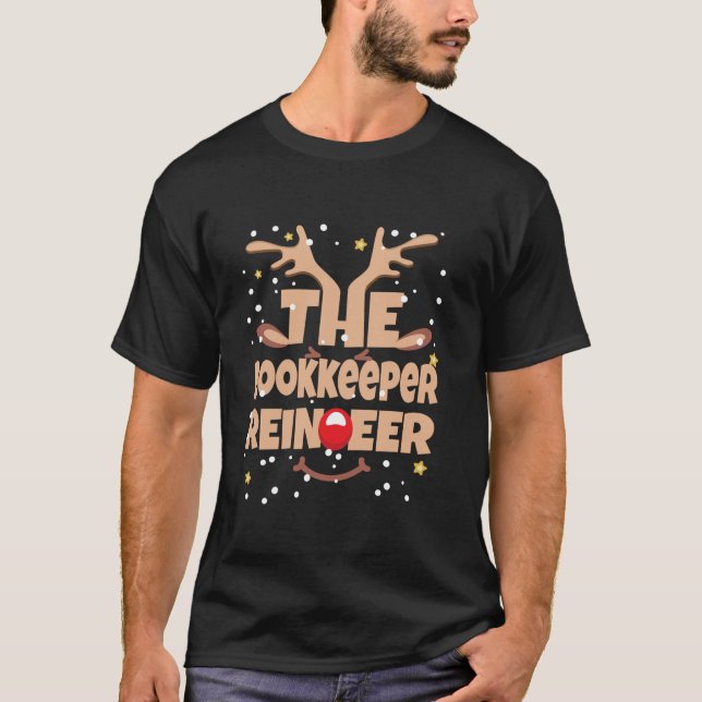 The Bookkeeper Reindeer Funny Christmas Bookkeeper T-Shirt (Front)
