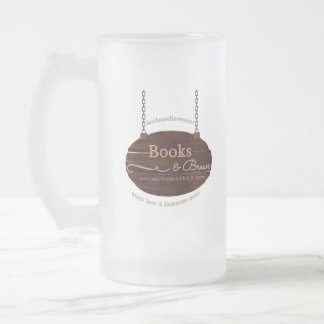 The Books & Brews 3" Magnet Frosted Glass Beer Mug