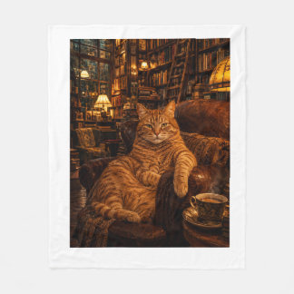 "The Bookshop Cat Fleece Blanket