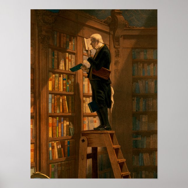 The Bookworm, 1861 by Carl Spitzweg Poster (Front)
