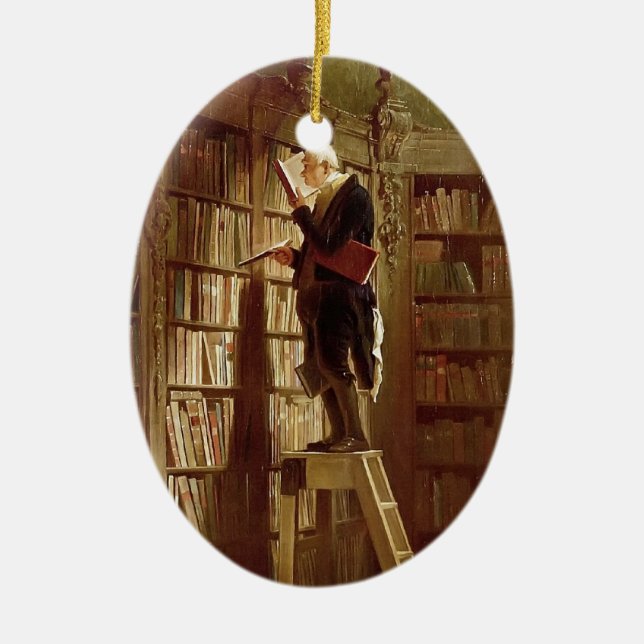 The Bookworm Ceramic Tree Decoration (Front)