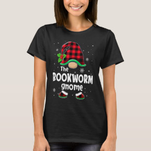 The Bookworm Gnome Buffalo Plaid Christmas Matchin T-Shirt