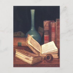 The Bookworm's Table Painting Postcard