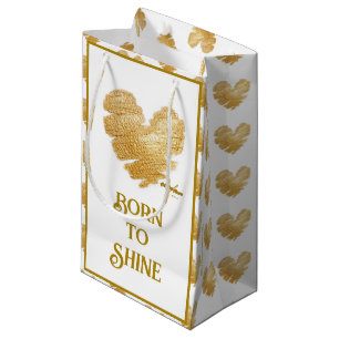 The Born to Shine White and Gold Small Gift Bag