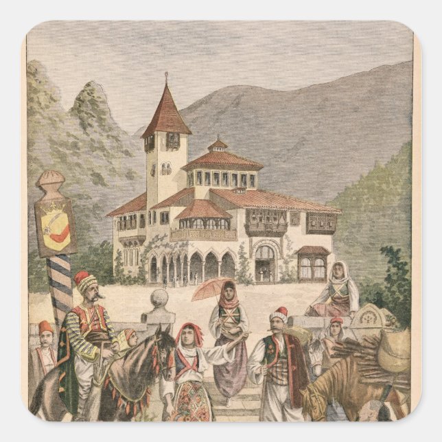The Bosnian Pavilion at the Universal Exhibition Square Sticker (Front)