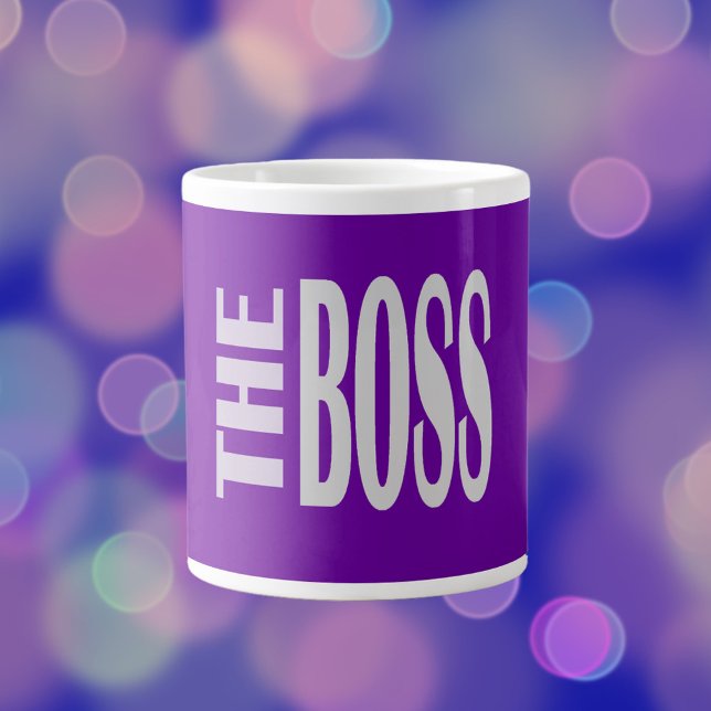 THE BOSS -  bold text - purple Large Coffee Mug (Creator Uploaded)