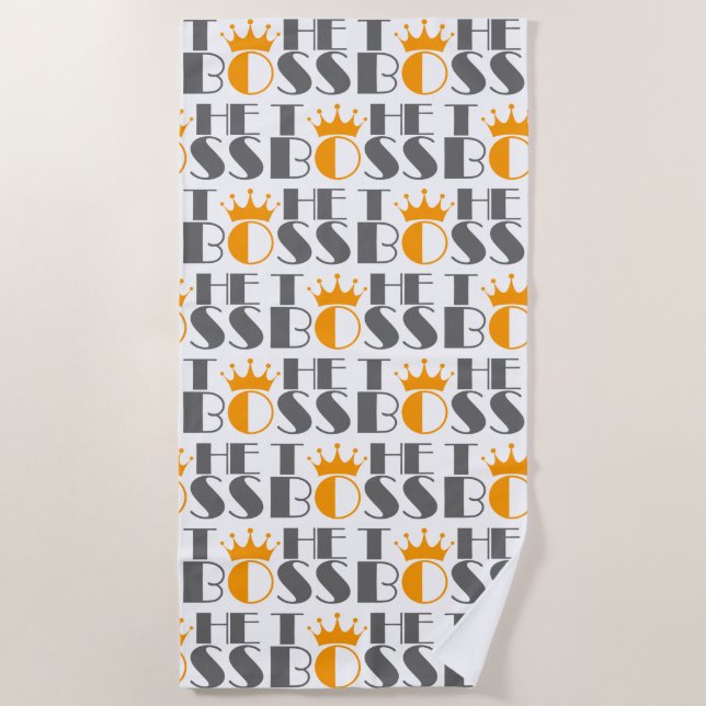 The Boss crown Cufflinks Beach Towel (Front)